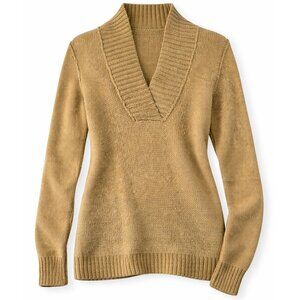 J.Crew Mohair Blend Sweater Deep V Neck Rib Knit Camel Pullover Size M